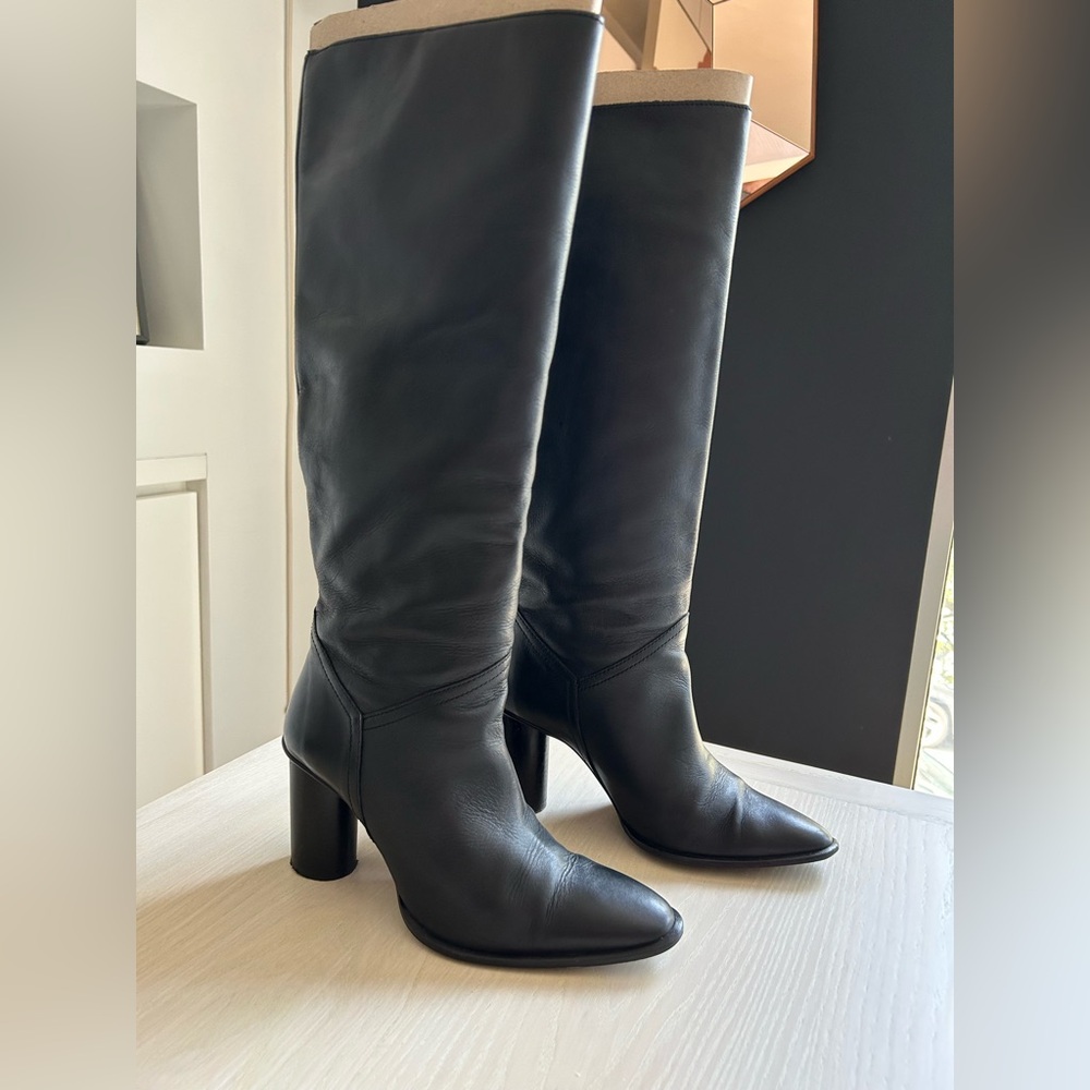 Zara knee high Black Heeled Boots EUR38, US7.5